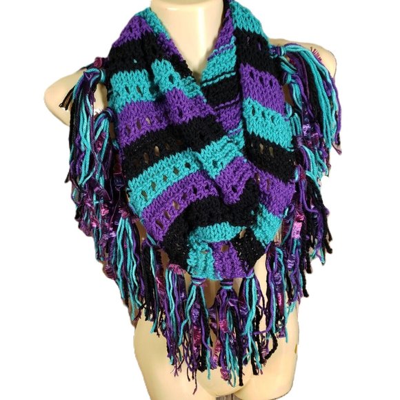 BlckBts Purple Cowl Neck Scarf With Fringe main image 0